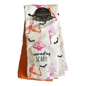 New Halloween skeletons Namastay kitchen towel set